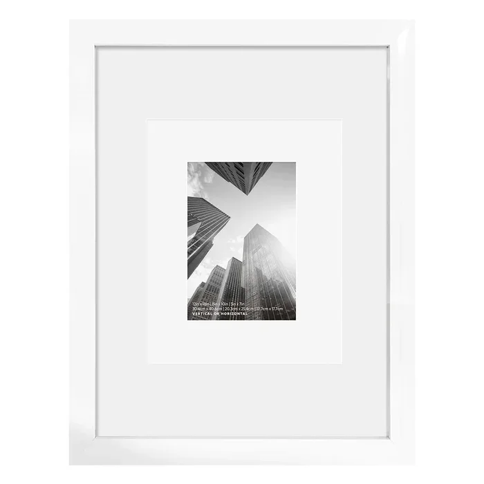 12×16 White Wide Matted to 8×10 & 5×7 Wall Frame