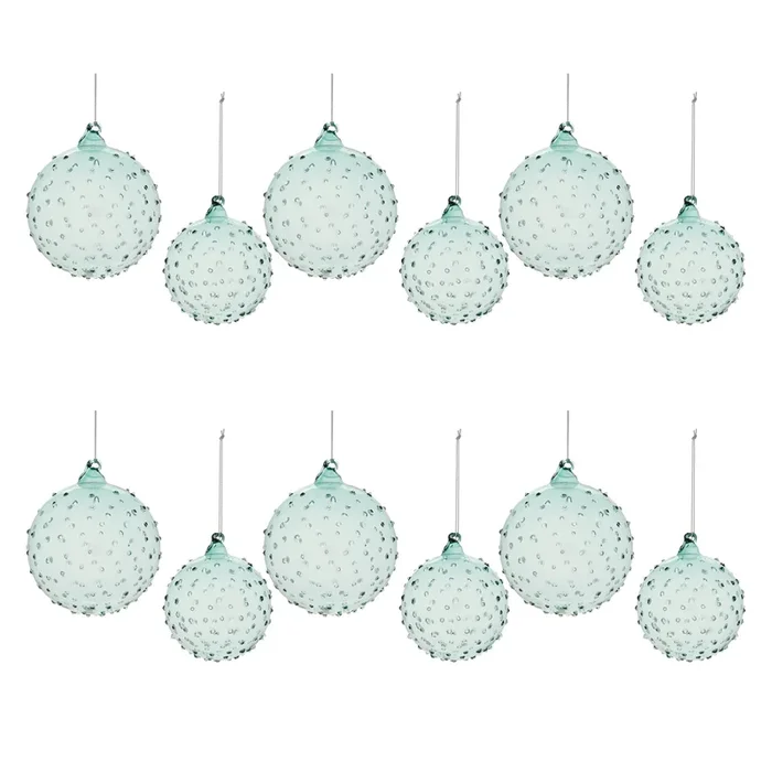 12-Pack Hobnail Glass Ornaments – Classic Round Christmas Decorations with Raised Texture for Traditional or Retro Themes