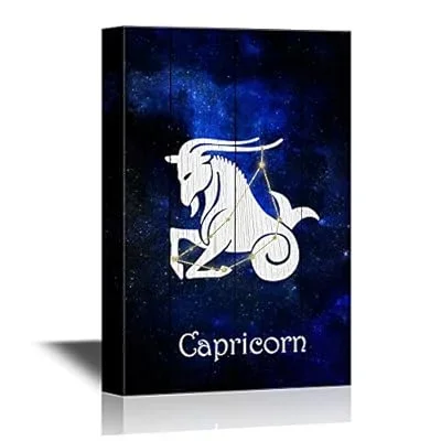 12 Zodiac Signs Constellation Canvas Wall Art – Capricorn – Gallery Wrap Modern Home Art | Ready to Hang – 16×24 inches