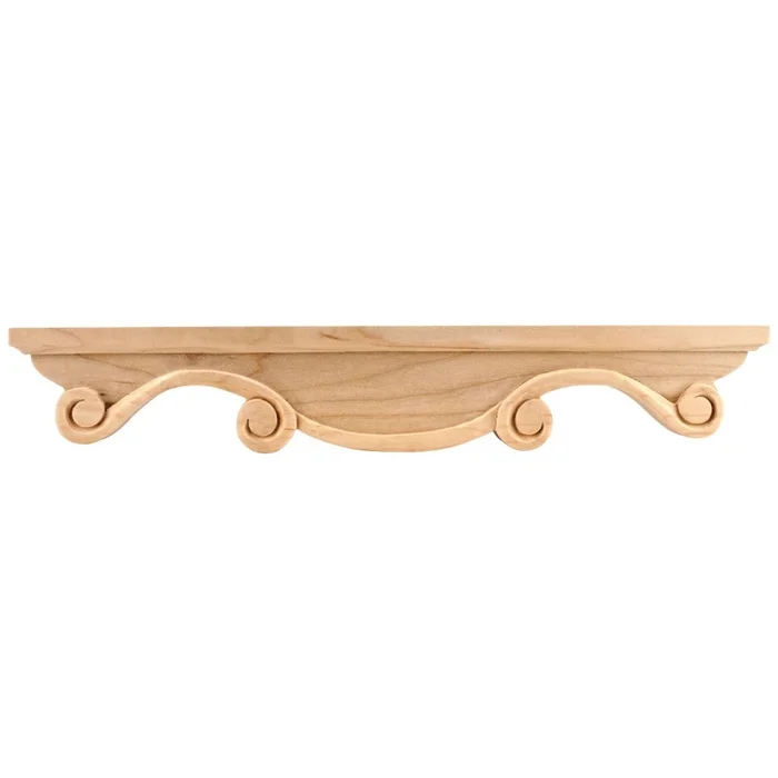 16 ” W x 1 ” D x 2-1/2 ” H Maple Scrolled Middle Corner Foot
