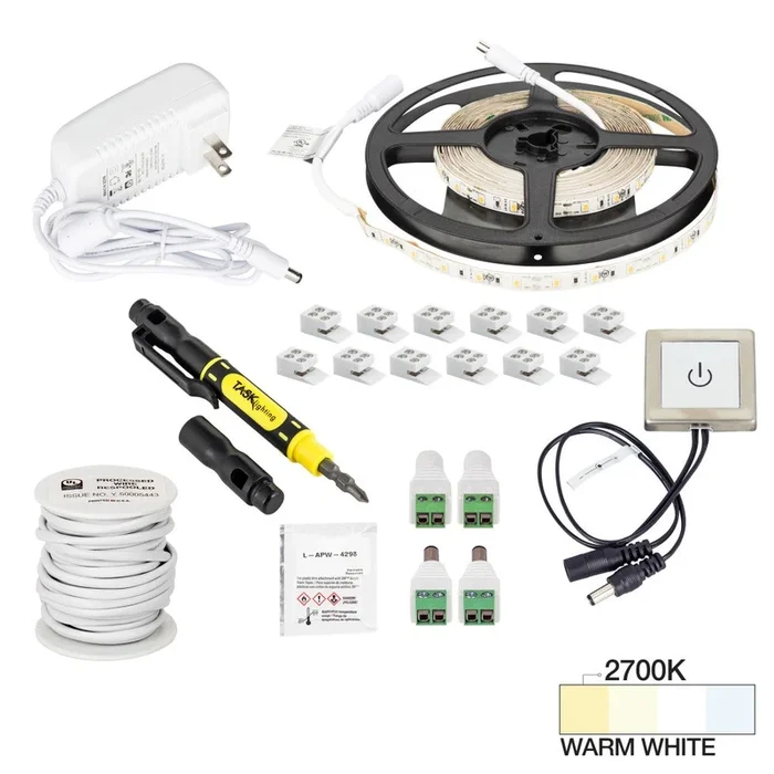 16 Ft. 120 Lumens/Ft.. 12-volt Accent Output Touch Dimmer Switch Tape Light Kit