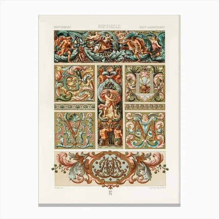 17th Century Pattern, Albert Racine 1 Canvas Print by Fy! Classic Art Prints and Posters