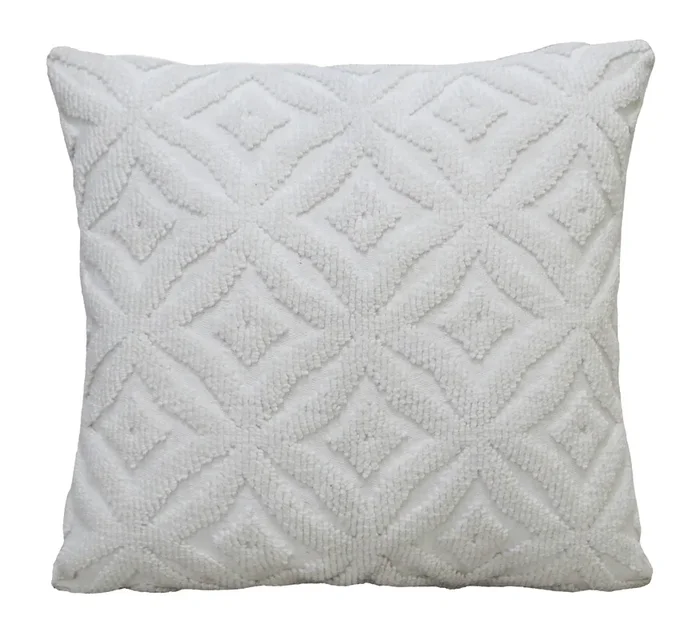 18″x18″ White Indoor Outdoor Ogee Decorative Pillow