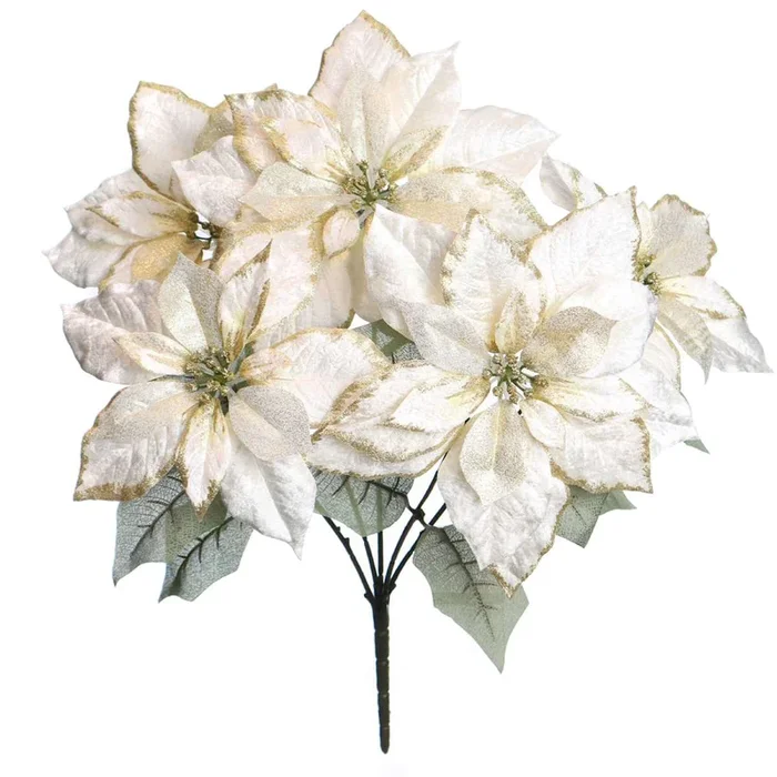 19In Glitter/Metallic/Velvet Poinsettia Bush