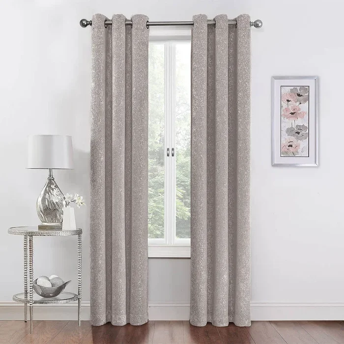 2-Pack Metallic Grey Blackout Grommet Curtain Panels, 63″