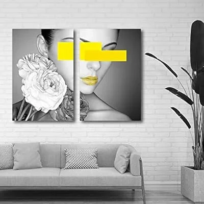 2 Piece Canvas Wall Art for Living Room Bedroom Home Artwork Modern Women Paintings Ready to Hang – 16