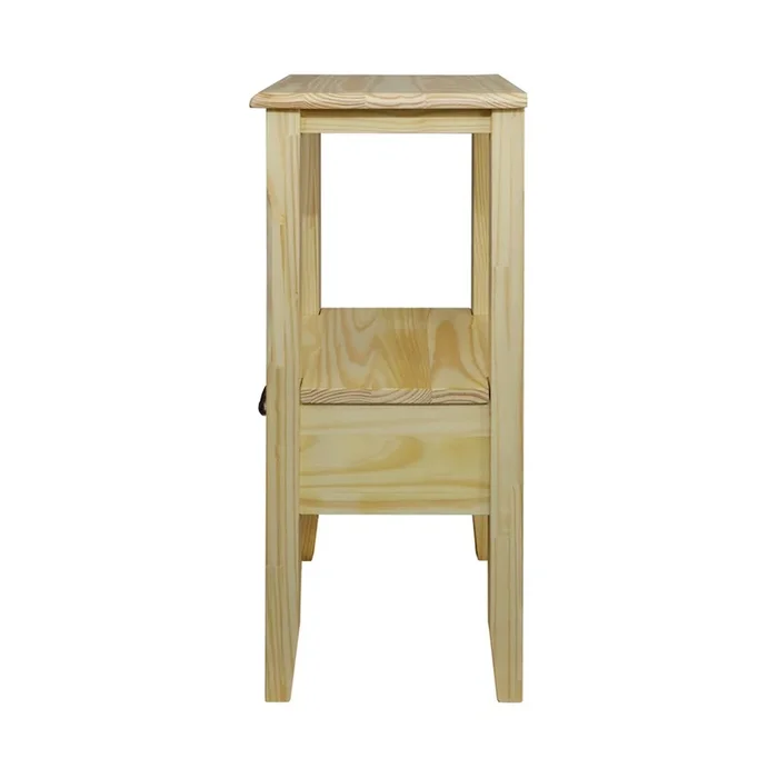 2-Tier Tall Side Table with Drawer – Natural
