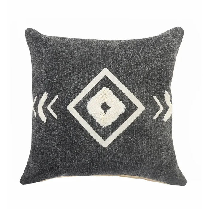 20″ Black and White Geometric Diamond Square Throw Pillow