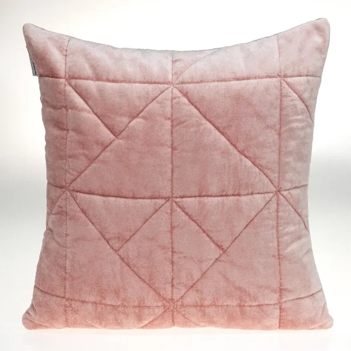 20″ Pink Quilted Triangles and Diamonds Square Throw Pillow