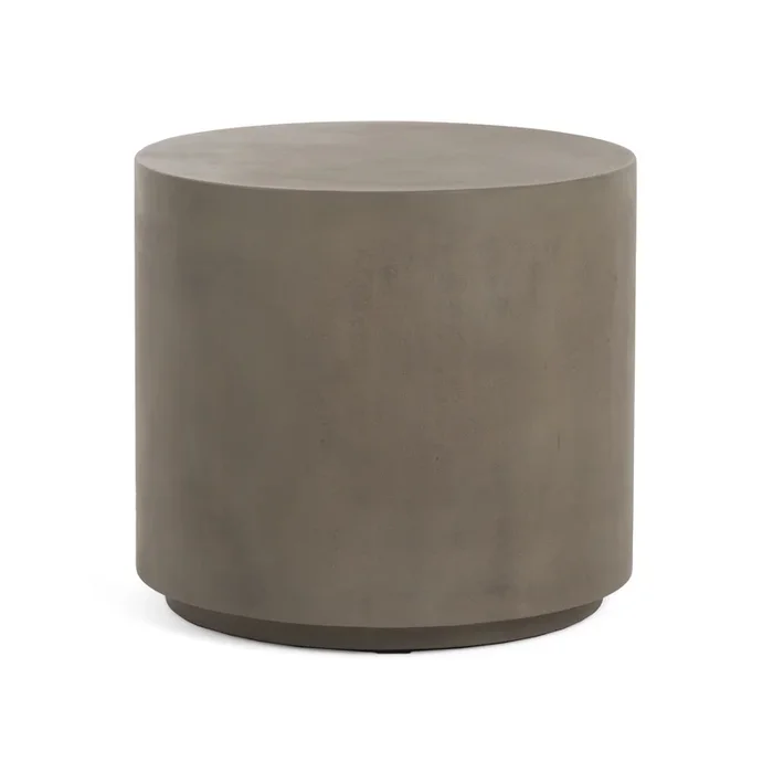20 Inch Side End Table, Fiber Reinforced Gray Concrete, Modern Round