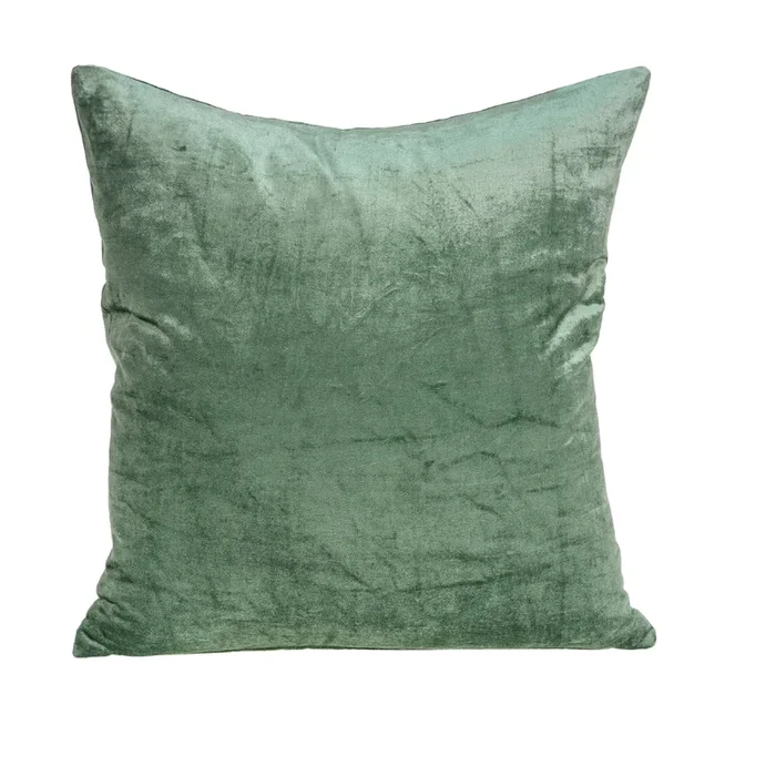 22″ Green Cotton Velvet Solid Throw Pillow