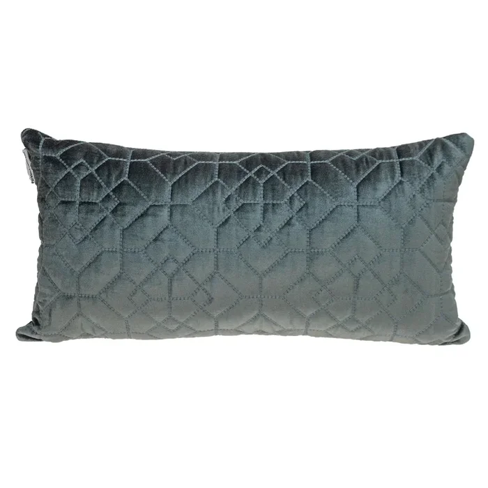 24″ Gray/Charcoal Transitional Quilted Rectangular Throw Pillow