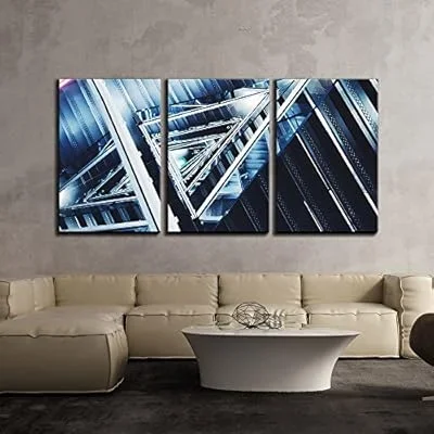 3 Piece Canvas Wall Art – Futuristic Technology Concept – Modern Home Art Stretched and Framed Ready to Hang – 16