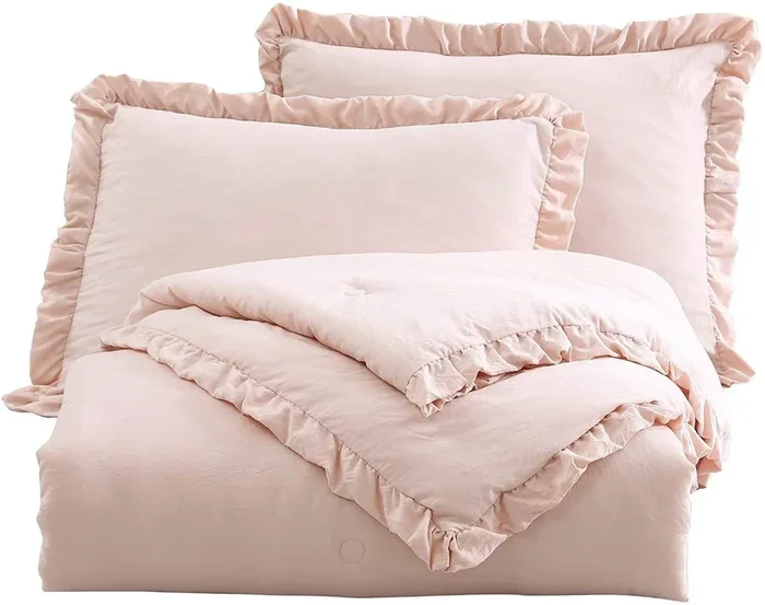 3-Piece Oversized Comforter Set with Delicate Ruffle Edges – Ultra Soft Microfiber