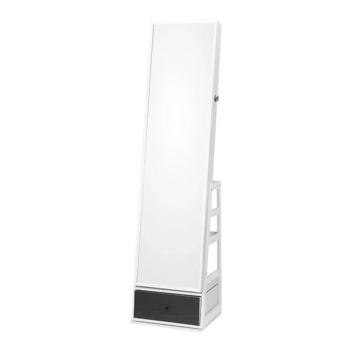 360° Swivel Jewelry Cabinet with Full-Length Mirror, Freestanding Storage Armoire
