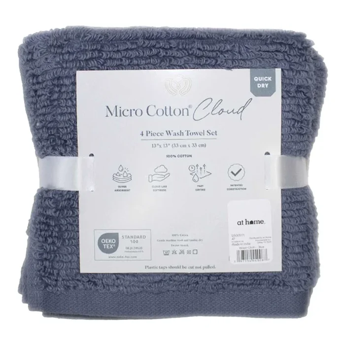 4-Pack Blue Cloud Washcloth Set