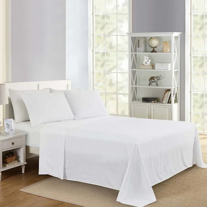 4-Piece Bright White Super Soft Microfiber Sheet Set, Queen