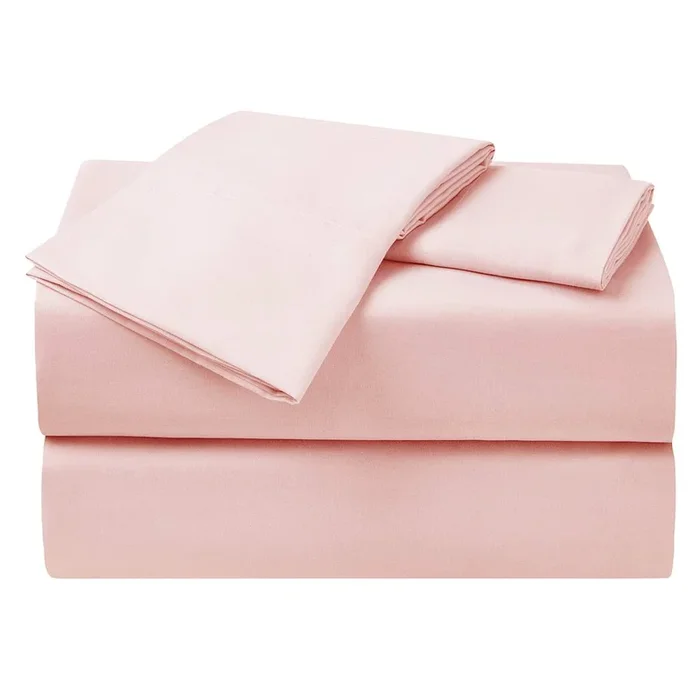 4-Piece Pink Microfiber Essential Sheet Set, Queen