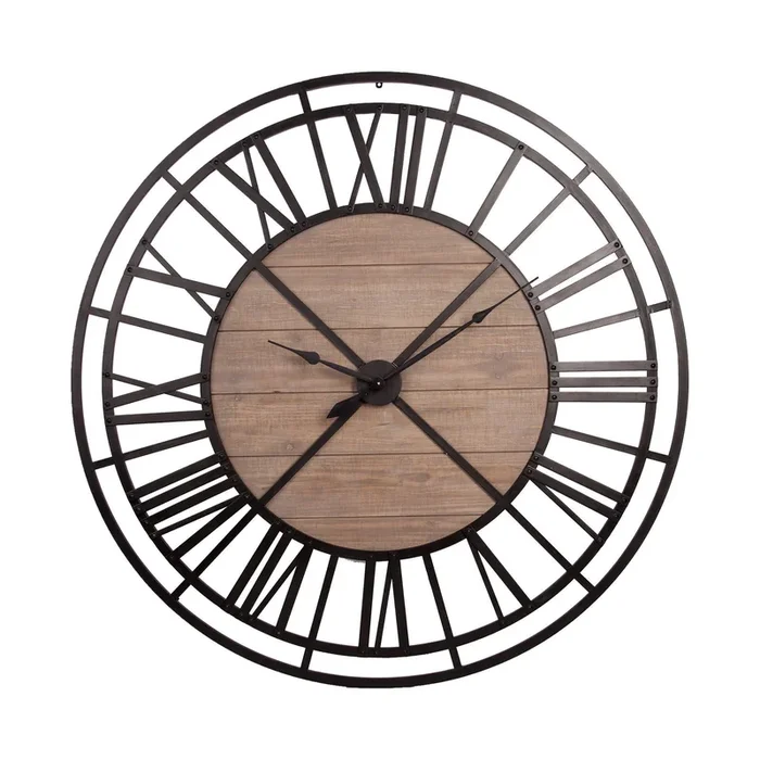 59″ Round Xl Industrial Stylewall Clock With Matte Metal Frame