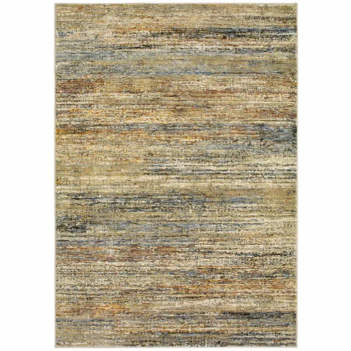 8’X10′ Gold And Green Abstract Area Rug