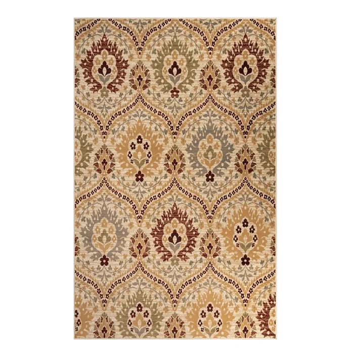 8′ X 10′ Camel Gray And Rust Floral Stain Resistant Area Rug