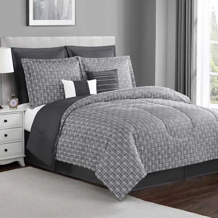 8-Piece Casey Charcoal Essential Comforter Set, Twin