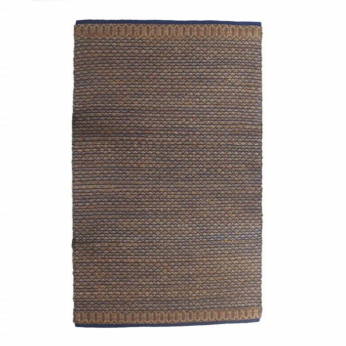 8 x 10 Tan and Blue Detailed Lattice Area Rug