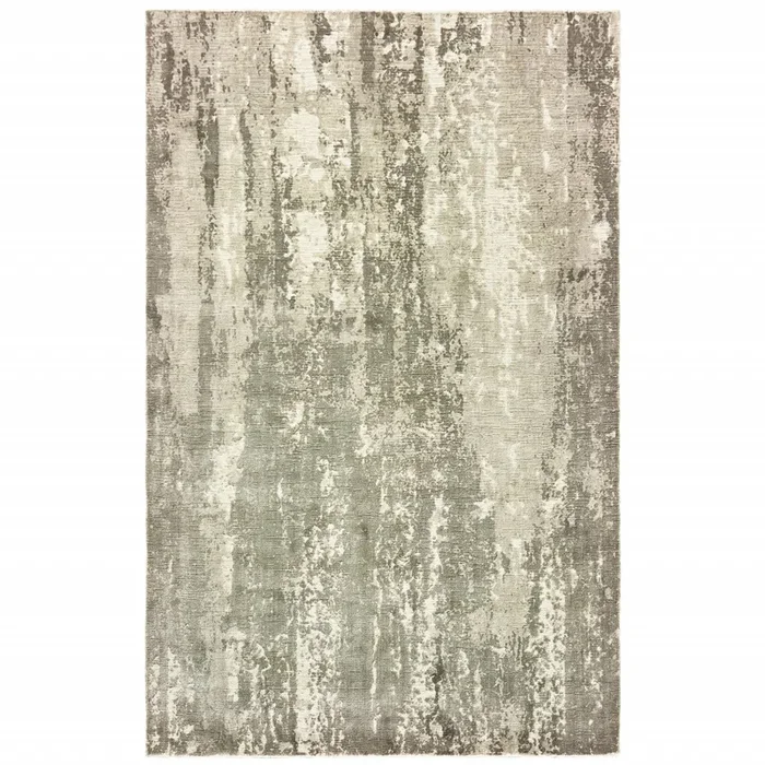 9 X 12 Gray And Ivory Abstract Splash Indoor Area Rug