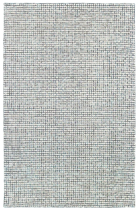9 x 12 Navy and Ivory Grids Area Rug