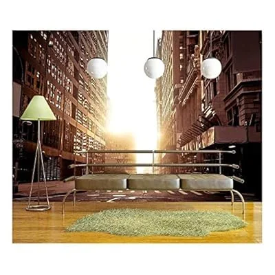 Absolutely Empty Street in New York Early Morning – Removable Wall Mural | Self-Adhesive Large Wallpaper – 100×144 inches