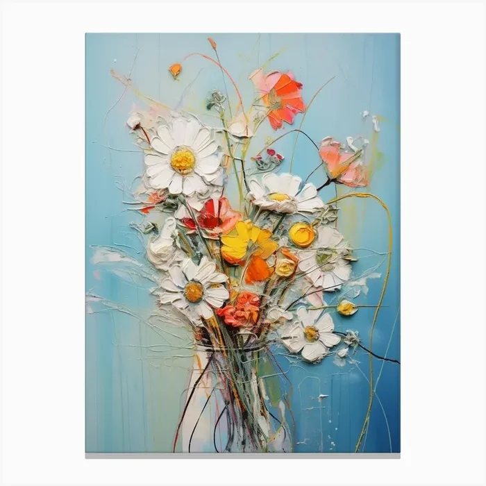 Abstract Flower Painting Daisy 3 Canvas Print by Botanic Studio