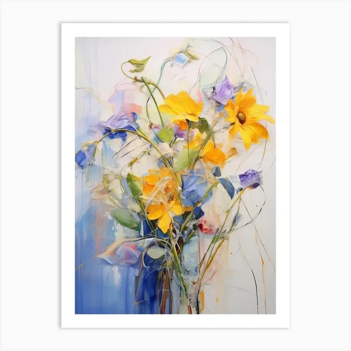 Abstract Flower Painting Sunflower 1 Art Print by Botanic Studio