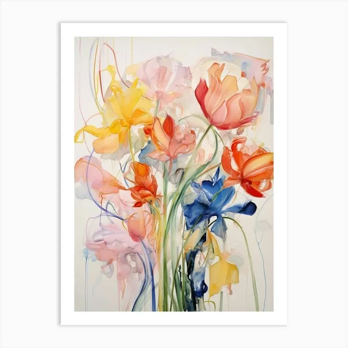 Abstract Flower Painting Tulip 1 Art Print by Botanic Studio