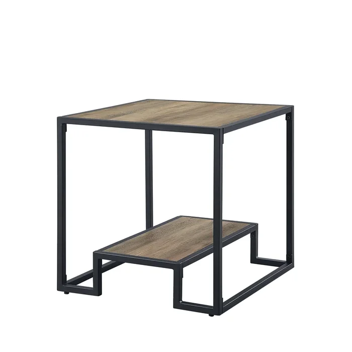 ACME Idella End Table, Rustic Oak & Black Finish