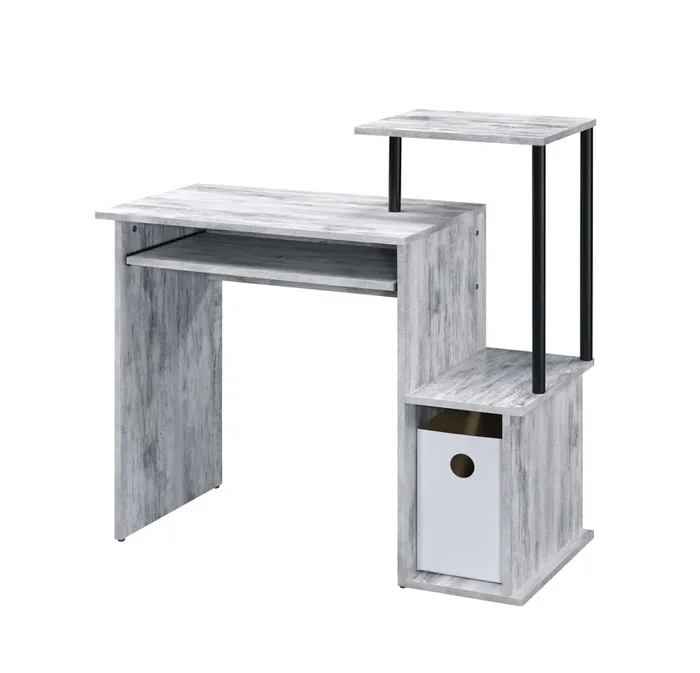 ACME Lyphre Computer Desk, Antique White & Black Finish