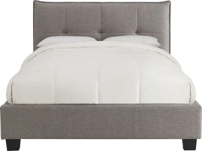 Adona California King-Size Upholstered Platform Bed in Dolphin Linen