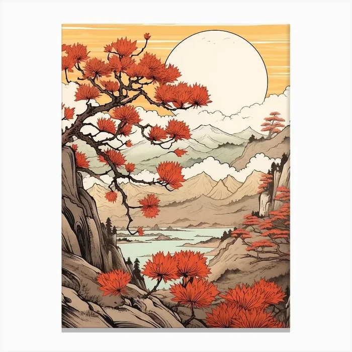 Akikusa Autumn Dandelion 1 Japanese Botanical Illustration Canvas Print by Botanic Studio