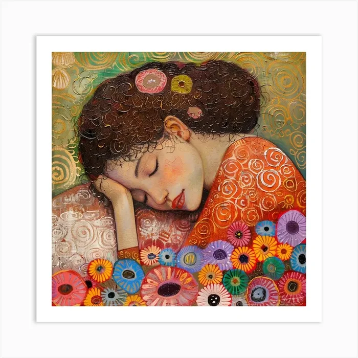 Albar92 Whimsical Art Of A Woman Sleeping By Gustav Klimt 2000d A0ce87b7 3a04 4862 A5e3 8f054a4d4b79 Art Print by Ahmad_Albar