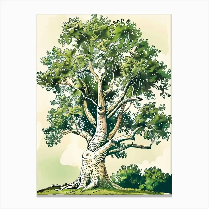 Alder Tree Storybook Illustration 1 Canvas Print by Bough And Bloom Artistry