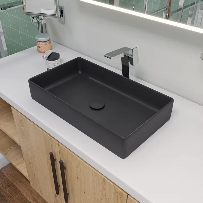 ALFI brand ABC902 24 ” Modern Rectangular Above Mount Ceramic Sink