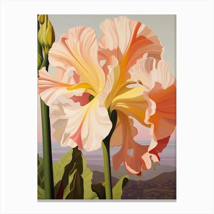 Amaryllis 2 Flower Painting Canvas Print by Botanic Studio