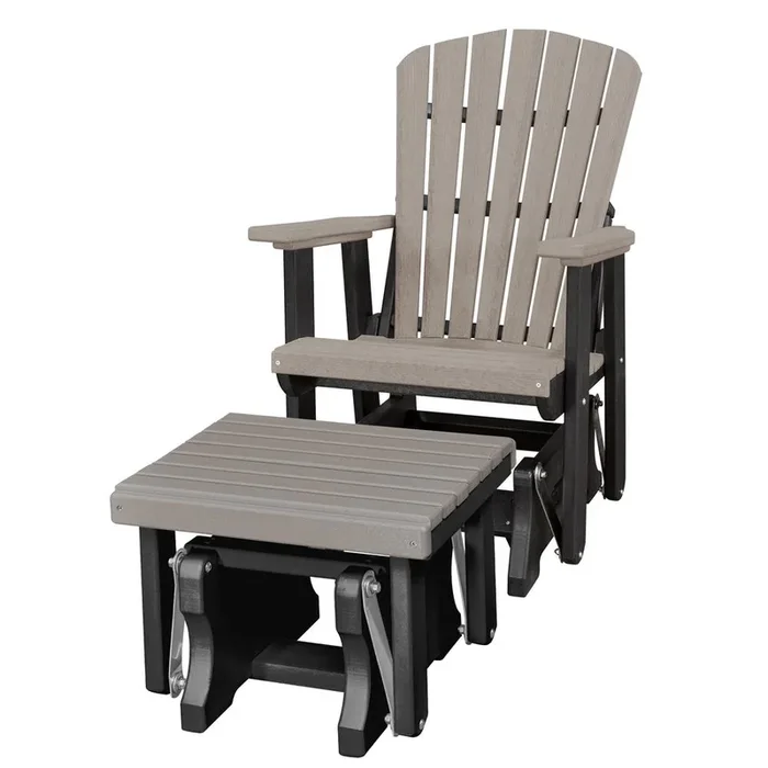 American Furniture Classics Fan Back Glider and Ottoman Glider in Light Gray with a Black Base