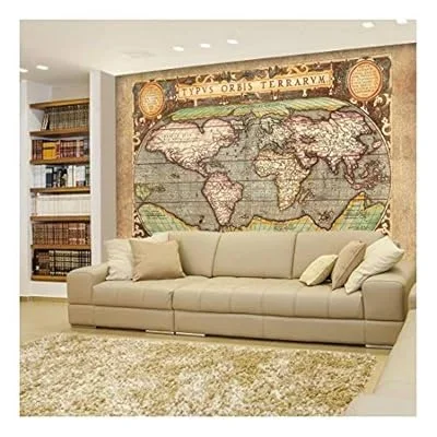 Ancient Antique Illustrated Map – Latin Lettering Full Color – Wall Mural, Removable Sticker, Home Decor – 66×96 inches