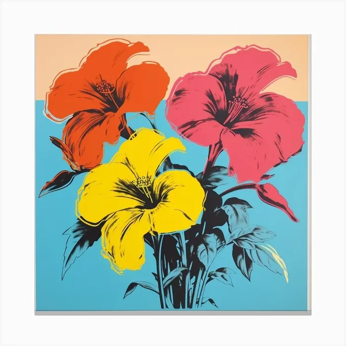 Andy Warhol Style Pop Art Florals 1 Canvas Print by Botanic Studio
