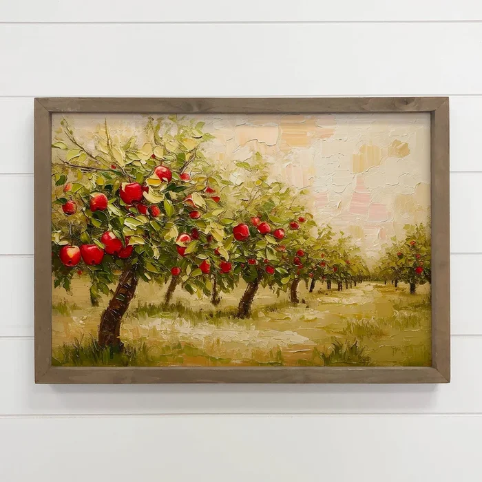 Apple Orchard Harvest – Apple Tree Canvas Art – Wood Framed