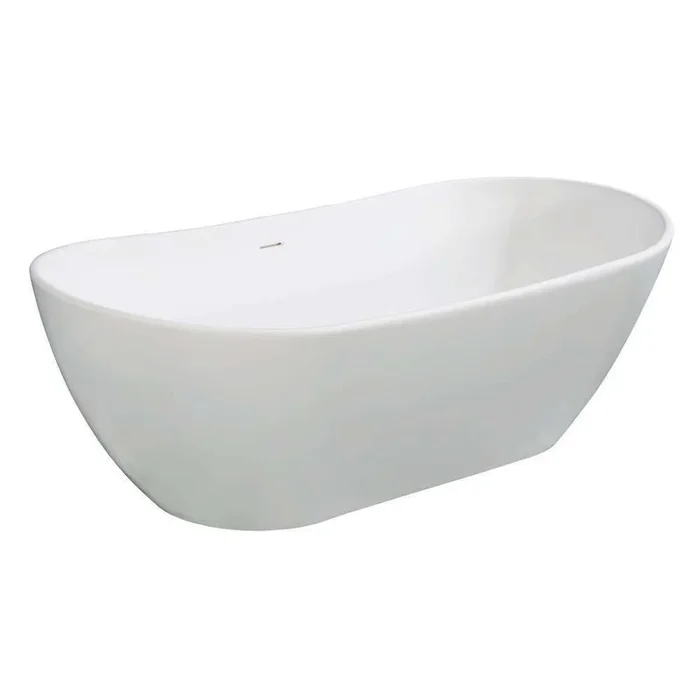 Aqua Eden VRTRS723223 Arcticstone 72-Inch Solid Surface White Stone Freestanding Tub with Drain, Matte White