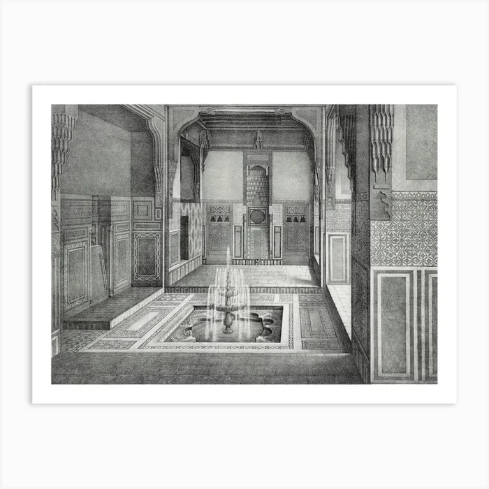 Arabic Interior Lithograph Plate No, 69 & 70, Emile Prisses D’Avennes, La Decoration Arabe Art Print by Fy! Classic Art Prints and Posters