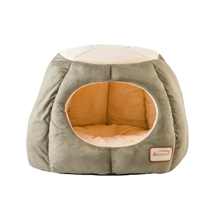 Armarkat Cat Bed, Laurel Green And Beige