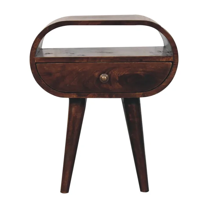 Artisan Furniture Solid Wood California Walnut Circular Bedside with Open Slot