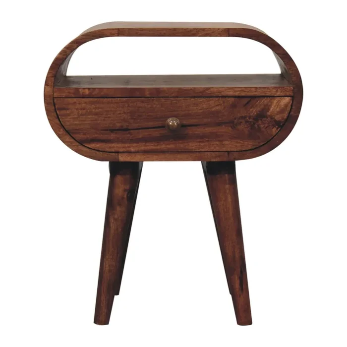 Artisan Furniture Solid Wood Honey Caramel Circular Bedside with Open Slot